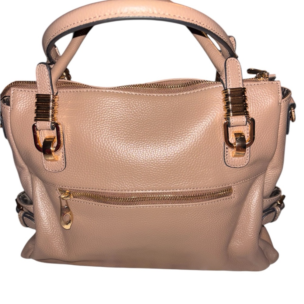 Kattee Elegant Tan Pebble Leather Satchel - Picture 3 of 8
